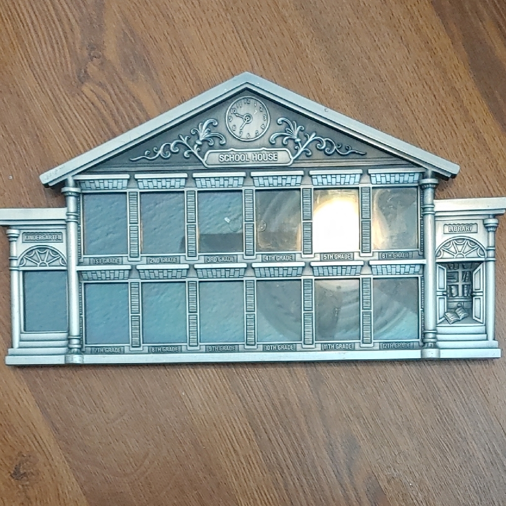 School House Multi-Opening Picture Frame Wall Decor - Silver Finish